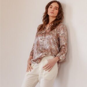 CATHERINE GEE women's daria french cuff silk blouse in Paris paint